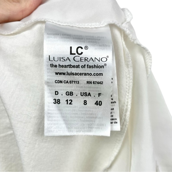 Luisa Cerano White Sleeveless U Neck Peplum Blouse Size 8 - Picture 5 of 6